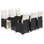vidaXL Ensemble de bistro de jardin 7 Pièces coussins noir poly rotin