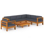 vidaXL Salon de jardin 8 Pièces avec coussins gris foncé Bois d'acacia