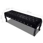 vidaXL Banc noir tissu velours avec boutons en cristal