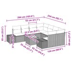 vidaXL Ensemble de canapé de jardin 9 pièces avec coussins noir poly rattan