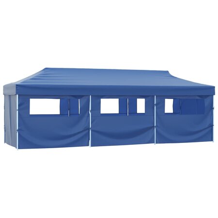 vidaXL Tente de réception pliable avec 8 parois 3x9 m Bleu