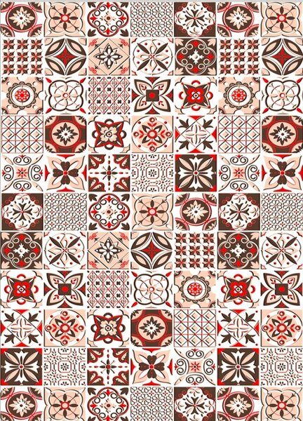 Tapis de Cuisine carreaux de Ciment 90 x 130 cm - Orange