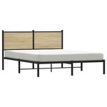 vidaXL Cadre de lit en métal avec tête de lit chêne sonoma 137x190 cm