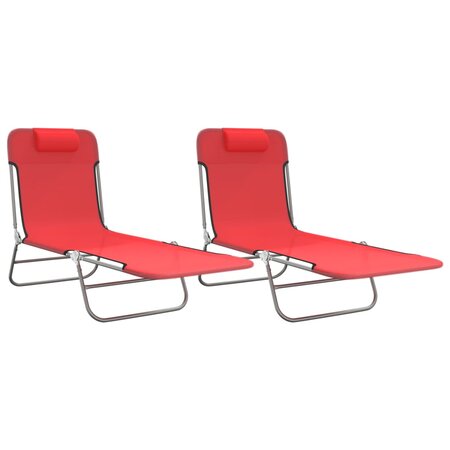 vidaXL Chaises longues pliables lot de 2 rouge textilène et acier