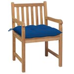 vidaXL Chaises de jardin 2 Pièces avec coussins bleu Bois de teck massif