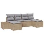 vidaXL Ensemble de canapés de jardin 6 pièces avec coussins en rattan poly beige