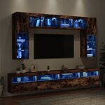 vidaXL Ensemble de meubles TV muraux 8 Pièces et lumières LED chêne fumé