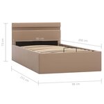 vidaXL Cadre de lit à rangement hydraulique et LED similicuir 90x200cm