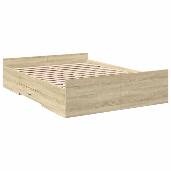 vidaXL Cadre de lit et tiroirs chêne sonoma 120x200 cm bois ingénierie