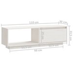 vidaXL Meuble TV Blanc 110x30x33 5 cm Bois de pin massif