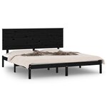 vidaXL Cadre de lit Noir Bois de pin massif 200x200 cm