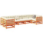 vidaXL Salon de jardin 7 Pièces avec coussins cire marron bois pin massif