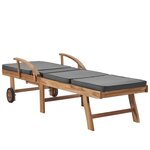 vidaXL Chaises longues et coussins 2Pièces Bois de teck solide Gris foncé