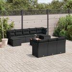 vidaXL Salon de jardin 11 Pièces avec coussins noir résine tressée