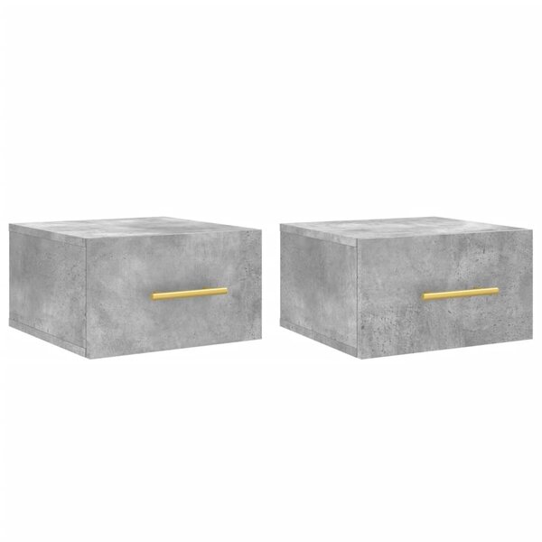 vidaXL Tables de chevet murales 2 Pièces gris béton 35x35x20 cm
