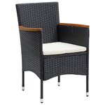 vidaXL Mobilier à dîner de jardin et coussins 3Pièces Résine tressée Noir