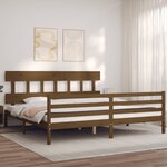 vidaXL Cadre de lit avec tête de lit marron miel 200x200cm bois massif