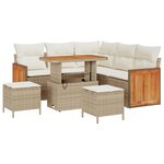 Ensemble de canapé de jardin 8 pièces vidaXL avec coussins beige en poly-rotin