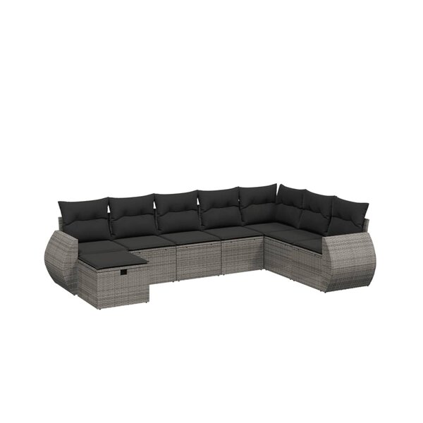 vidaXL Salon de jardin 8 Pièces avec coussins gris résine tressée