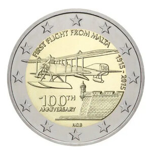 2 euros commémorative Malte 2015 - Aviation.