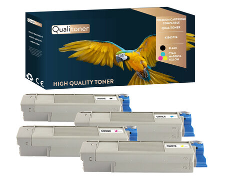 Qualitoner x4 toners 43865724 (noir + cyan + magenta + jaune) compatible pour oki