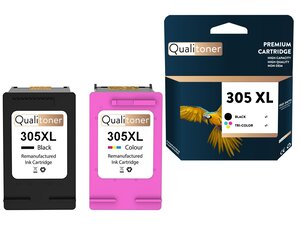 Qualitoner - 2 cartouche compatible pour hp 305xl 305 xl noir + couleur (3ym62ae + 3ym63ae)
