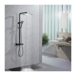 Colonne de douche OCEANIC - Mitigeur thermostatique corps froid - Pomme haute carrée 30x30 cm - Noir mat