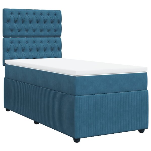 vidaXL Sommier à lattes de lit avec matelas Bleu foncé 90x190 cm