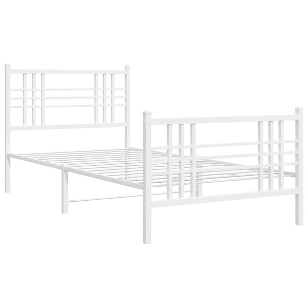 vidaXL Cadre de lit métal avec tête de lit/pied de lit blanc 100x200cm