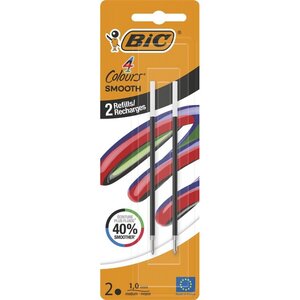 BIC pack de 2 Recharges pour stylo à bille 4 Colours Smooth S noir