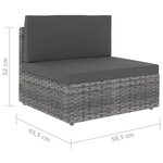 vidaXL Salon de jardin 6 Pièces avec coussins Gris Résine tressée