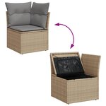 vidaXL Canapé d'angle de jardin avec coussins beige résine tressée