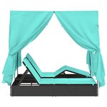 vidaXL lit de soleil double Ensemble de 2 Noir et turquoise