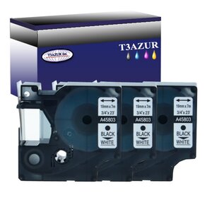 Lot de 3 DYMO D1 45803 RUBAN MARQUEUR GÉNÉRIQUE NOIR / BLANC S0720830- 12 mm * 7 m