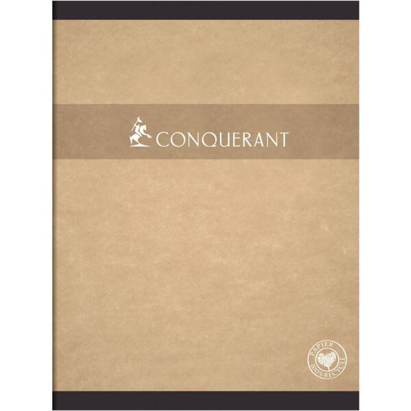 Cahier piqûre 96 pages seyès  papier 70 g recyclé  couverture en carte recyclée  format 24 x 32 cm CONQUERANT