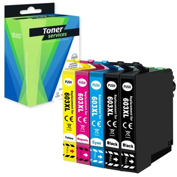Compatible Epson 603XL Pack 5 cartouches d'encre noires et couleurs marque Toner Services