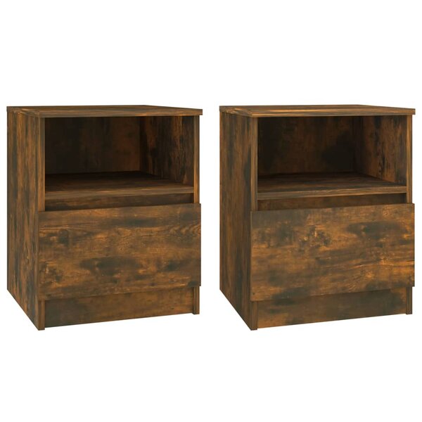 vidaXL Tables de chevet 2 Pièces chêne fumé 40x40x50 cm bois d'ingénierie