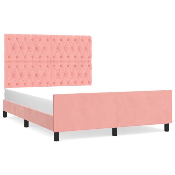 vidaXL Cadre de lit avec tête de lit Rose 140x190 cm Velours