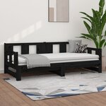 vidaXL Lit coulissant Noir Bois de pin solide 2x(80x200) cm