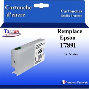 T3AZUR- Cartouche Compatible avec Epson T7891 T7911 remplace Epson WorkForce Pro WF5110DW WF5190DW WF5620DWF WF5690DWF Noire