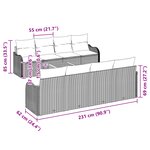 Ensemble de canapé de jardin vidaXL 9 pièces avec coussins gris poly rotin acacia