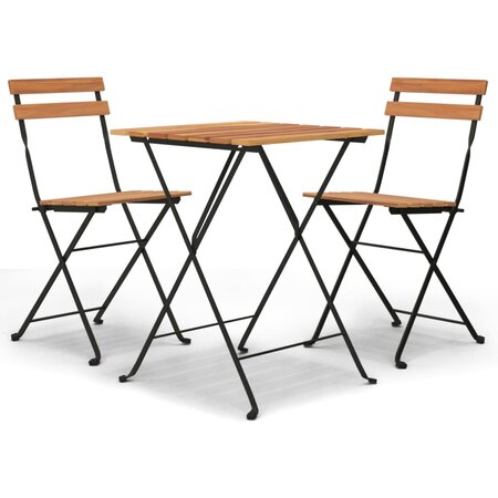 vidaXL Ensemble de bistro pliable 3 Pièces Bois de teck massif et acier