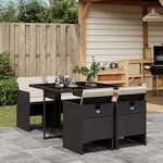 vidaXL Ensemble à manger de jardin coussins 5Pièces Noir Résine tressée