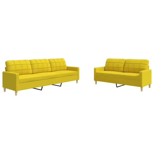 vidaXL Ensemble de canapés 2 Pièces jaune clair tissu