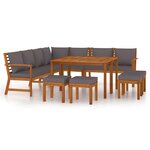 vidaXL Ensemble à manger de jardin avec coussins 11 Pièces bois d'acacia