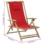 vidaXL Chaise de relaxation inclinable Rouge Bambou et tissu