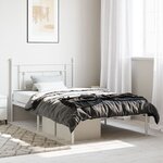 vidaXL Cadre de lit métal avec tête de lit blanc 107x203 cm