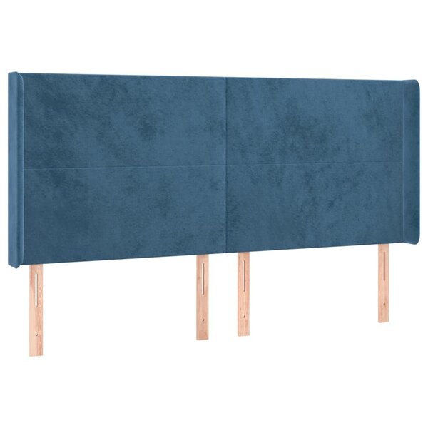 vidaXL Tête de lit avec oreilles Bleu foncé 183x16x118/128 cm Velours
