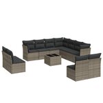 vidaXL Salon de jardin avec coussins 12 Pièces gris résine tressée