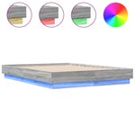 vidaXL Cadre de lit avec lumières LED sonoma gris 135x190 cm